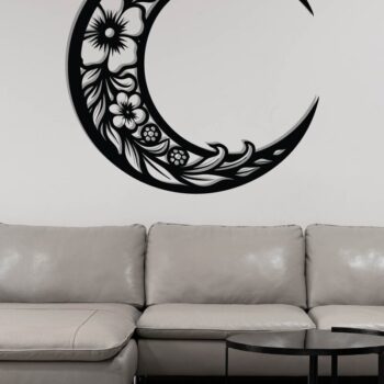 Intra απο ξύλο plywood Χρώμα wenge 3mm-4mm πάχος - Floral Moon Metal Wall Art Δίασταση 40x50 cm INTRAFABR-89131685 - Image 3