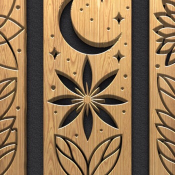 Intra απο ξύλο plywood  Χρώμα wenge 3mm-4mm πάχος - Πακέτο Music Panel Floral Moon Δίασταση 3600x5400 cm INTRAFABR-21046959 - Image 3