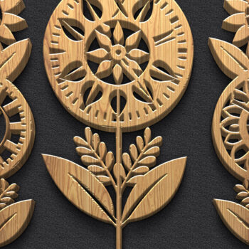 Intra απο ξύλο plywood  Χρώμα wenge 3mm-4mm πάχος - Πακέτο Music Panel Floral Moon Δίασταση 3600x5400 cm INTRAFABR-21048440 - Image 3