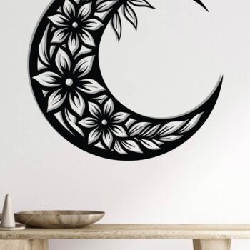 Intra απο ξύλο plywood Χρώμα wenge 3mm-4mm πάχος - με λέιζερ τοίχου Floral Moon Δίασταση 40x50 cm INTRAFABR-21049603 - Image 2