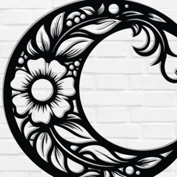 Intra απο ξύλο plywood Χρώμα wenge 3mm-4mm πάχος - Floral Moon Wall Art Δίασταση 40x50 cm INTRAFABR-21104697 - Image 1