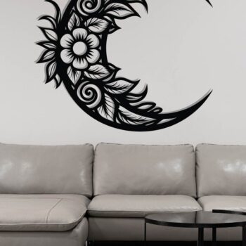 Intra απο ξύλο plywood Χρώμα wenge 3mm-4mm πάχος - Floral Moon Wall Art Δίασταση 40x50 cm INTRAFABR-21106405 - Image 3