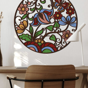 Intra απο ξύλο plywood  Χρώμα wenge 3mm-4mm πάχος - Floral Πολυστρωματική Διακόσμηση Δίασταση 15x15 cm INTRAFABR-120389807 - Image 5