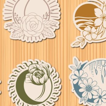 Intra απο ξύλο plywood  Χρώμα wenge 3mm-4mm πάχος - Floral Mystical Sun and Moon Bundle Δίασταση 20x20 cm INTRAFABR-120389870 - Image 1