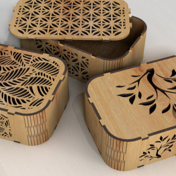 Intra απο ξύλο plywood Χρώμα wenge 3mm-4mm πάχος - Floral διακοσμητικά κουτιά σετ 3 τεμαχίων Δίασταση 2x4 cm INTRAFABR-115171836 - Image 2