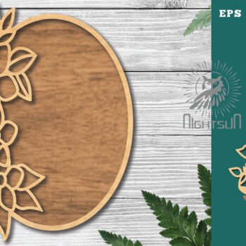 Intra απο ξύλο plywood Χρώμα wenge 3mm-4mm πάχος - Floral οβάλ σημάδι κοπής με λέιζερ Δίασταση 20x20 cm INTRAFABR-21160160 - Image 1