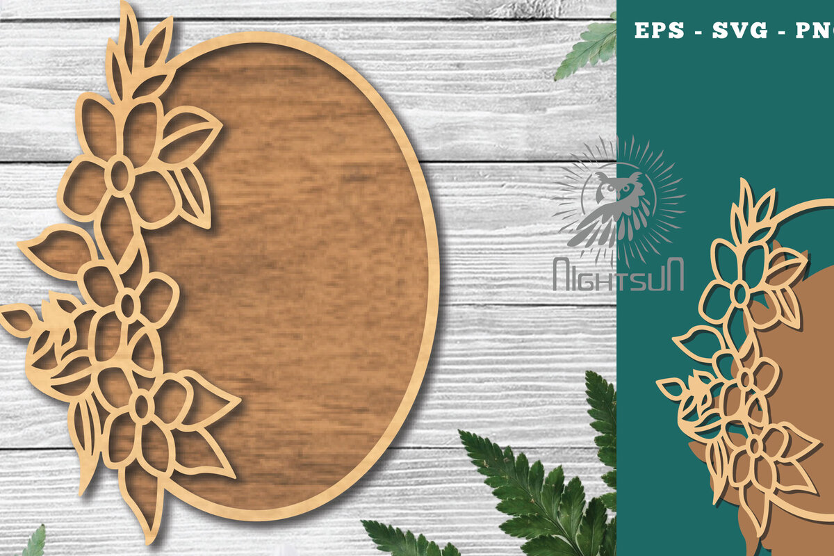 Intra απο ξύλο plywood  Χρώμα wenge 3mm-4mm πάχος - Floral οβάλ σημάδι κοπής με λέιζερ Δίασταση 20x20 cm INTRAFABR-21160160