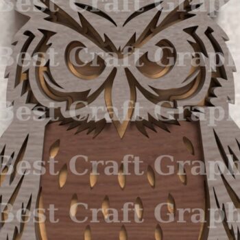 Intra απο ξύλο plywood  Χρώμα wenge 3mm-4mm πάχος - λέιζερ Floral Owl Moon Δίασταση 20x20 cm INTRAFABR-120390017 - Image 3