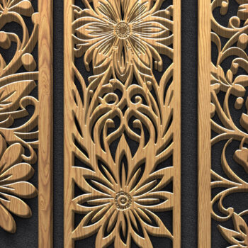 Intra απο ξύλο plywood  Χρώμα wenge 3mm-4mm πάχος - floral panel & βιολιού Δίασταση 3600x5400 cm INTRAFABR-119466658 - Image 2