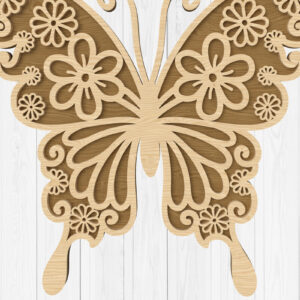 Intra απο ξύλο plywood  Χρώμα wenge 3mm-4mm πάχος - Κόψιμο με λέιζερ με λουλουδάτο σχέδιο πεταλούδας Δίασταση 30x20 cm INTRAFABR-119466250