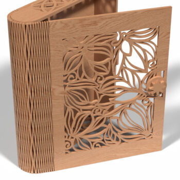 Intra απο ξύλο plywood  Χρώμα wenge 3mm-4mm πάχος - Ξύλινο κουτί με λουλουδάτο σχέδιο Δίασταση 30x30 cm INTRAFABR-119466546 - Image 1