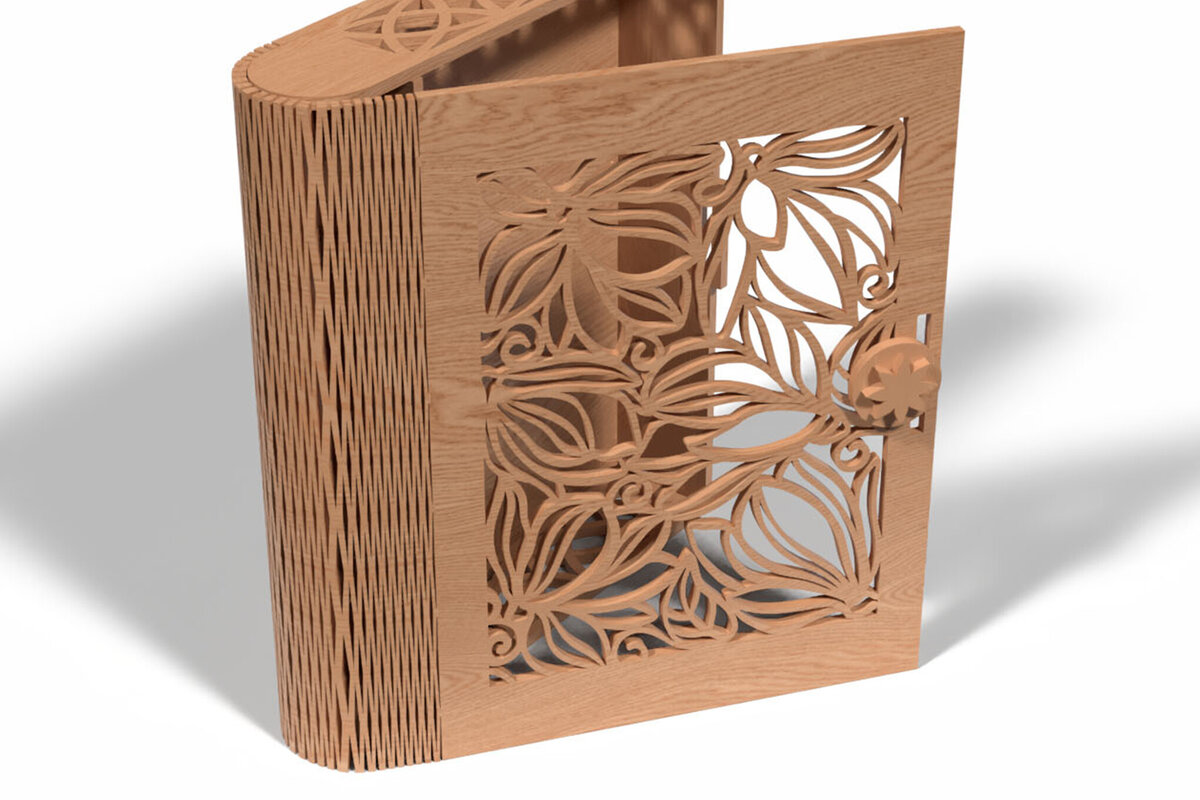 Intra απο ξύλο plywood  Χρώμα wenge 3mm-4mm πάχος - Ξύλινο κουτί με λουλουδάτο σχέδιο Δίασταση 30x30 cm INTRAFABR-119466546