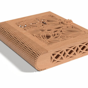 Intra απο ξύλο plywood  Χρώμα wenge 3mm-4mm πάχος - Ξύλινο κουτί με λουλουδάτο σχέδιο Δίασταση 30x30 cm INTRAFABR-119466546 - Image 3