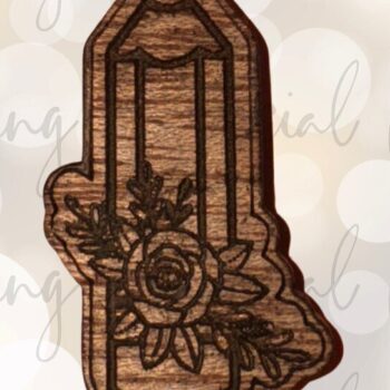 Intra απο ξύλο plywood  Χρώμα wenge 3mm-4mm πάχος - Σκουλαρίκια με μολύβι Floral Δίασταση 3x3 cm INTRAFABR-81121275 - Image 2