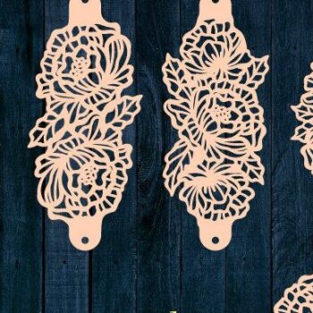 Intra απο ξύλο plywood  Χρώμα wenge 3mm-4mm πάχος - Δερμάτινο βραχιόλι με φλοράλ παιώνιες Cut Δίασταση 3x3 cm INTRAFABR-79823691 - Image 1