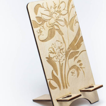 Intra απο ξύλο plywood  Χρώμα wenge 3mm-4mm πάχος - Floral Τηλεφωνική βάση Δίασταση 6x6 cm INTRAFABR-114306013 - Image 1