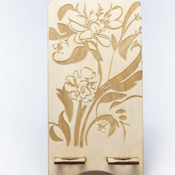 Intra απο ξύλο plywood  Χρώμα wenge 3mm-4mm πάχος - Floral Τηλεφωνική βάση Δίασταση 6x6 cm INTRAFABR-114306013 - Image 2