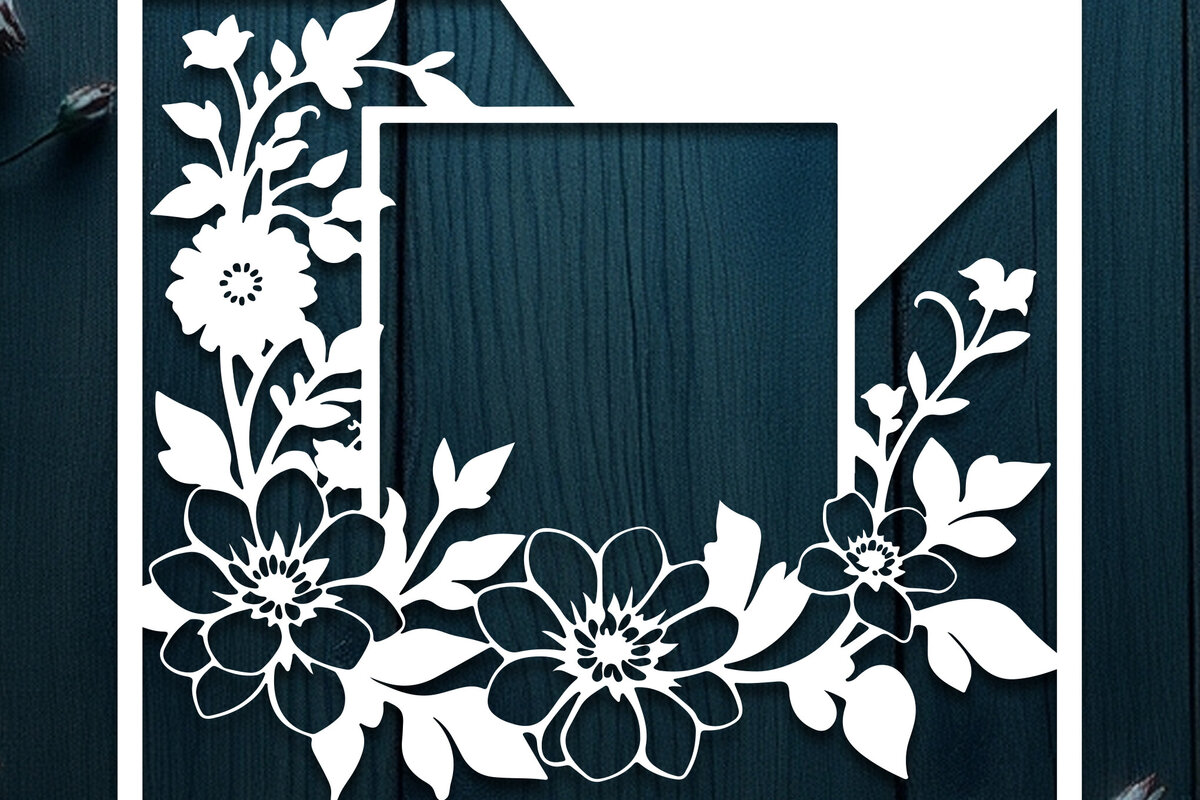 Intra απο ξύλο plywood  Χρώμα wenge 3mm-4mm πάχος - Floral Κορνίζα Paper-Cut Δίασταση 20x25 cm INTRAFABR-114306104