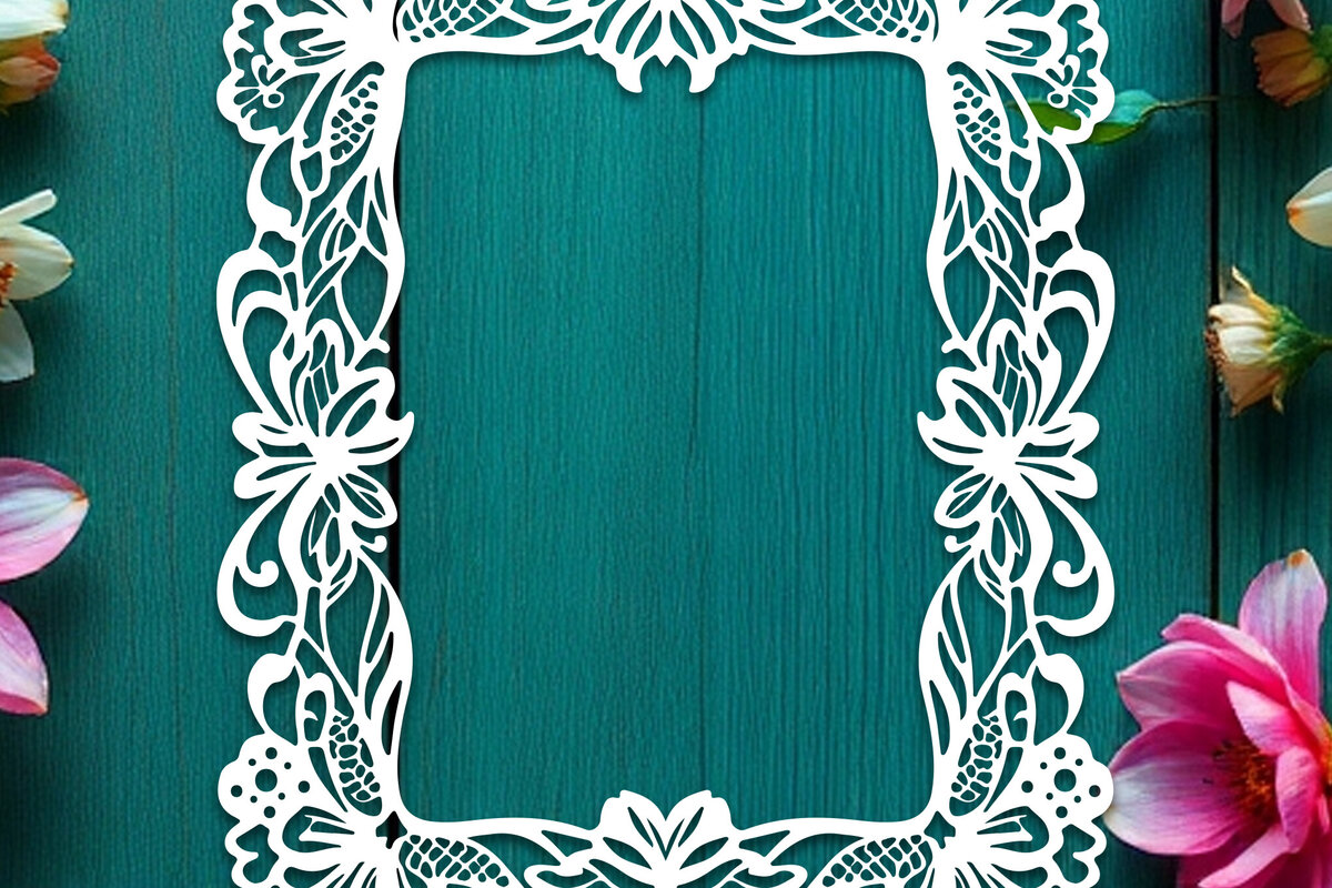 Intra απο ξύλο plywood  Χρώμα wenge 3mm-4mm πάχος - Floral Κορνίζα Paper-Cut Δίασταση 20x25 cm INTRAFABR-113500935