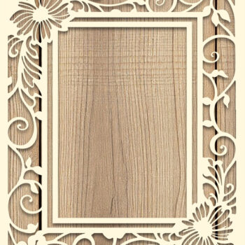 Intra απο ξύλο plywood  Χρώμα wenge 3mm-4mm πάχος - Πακέτο με φλοράλ κορνίζα Δίασταση 20x25 cm INTRAFABR-108460493 - Image 2