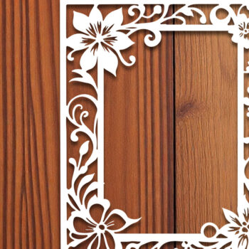 Intra απο ξύλο plywood  Χρώμα wenge 3mm-4mm πάχος - Πακέτο με φλοράλ κορνίζα Δίασταση 20x25 cm INTRAFABR-108460493 - Image 5