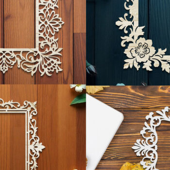 Intra απο ξύλο plywood  Χρώμα wenge 3mm-4mm πάχος - Πακέτο με φλοράλ κορνίζα Δίασταση 20x25 cm INTRAFABR-35954394 - Image 1