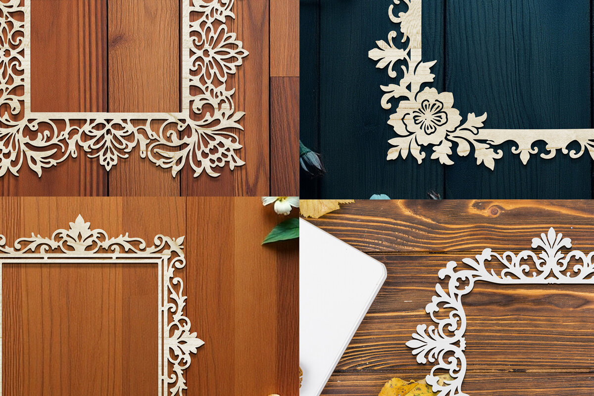 Intra απο ξύλο plywood  Χρώμα wenge 3mm-4mm πάχος - Πακέτο με φλοράλ κορνίζα Δίασταση 20x25 cm INTRAFABR-35954394