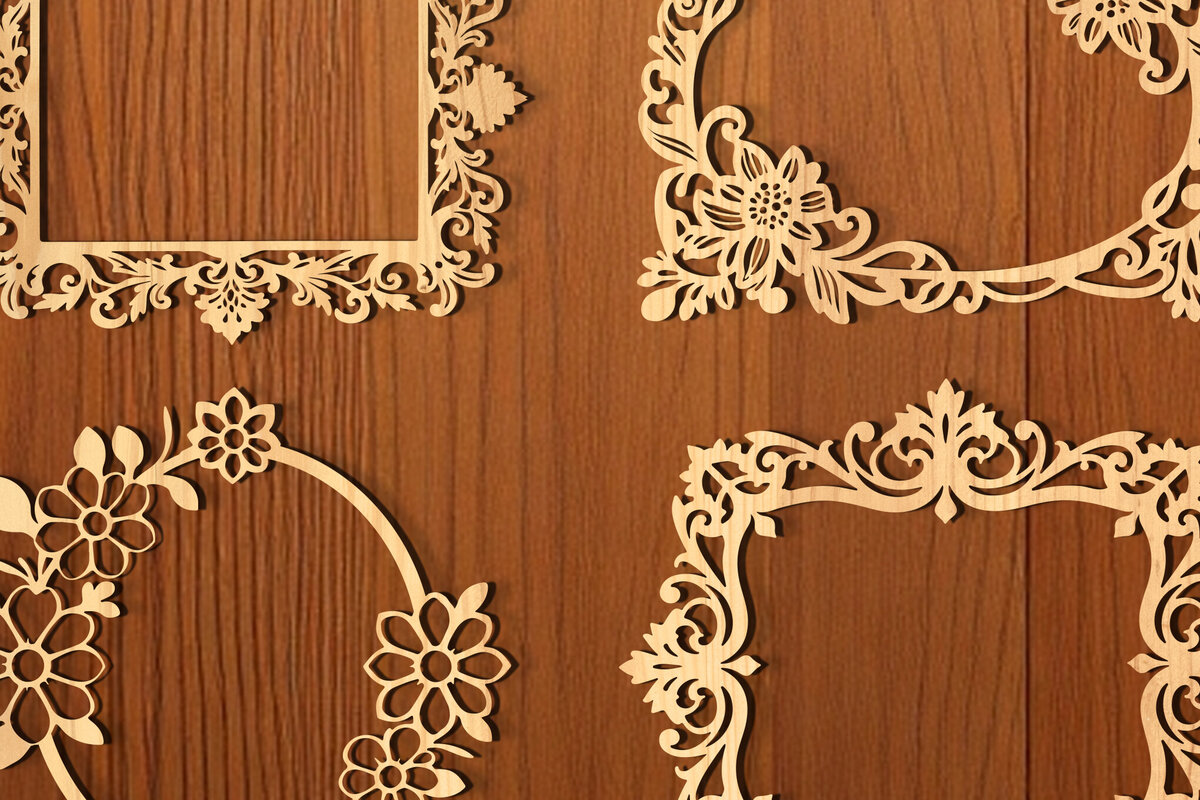 Intra απο ξύλο plywood  Χρώμα wenge 3mm-4mm πάχος - Πακέτο με φλοράλ κορνίζα Δίασταση 20x25 cm INTRAFABR-115081724