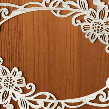 Intra απο ξύλο plywood  Χρώμα wenge 3mm-4mm πάχος - Πακέτο με φλοράλ κορνίζα Δίασταση 20x25 cm INTRAFABR-115081724 - Image 2