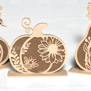 Intra απο ξύλο plywood  Χρώμα wenge 3mm-4mm πάχος - Σετ φλοράλ κολοκύθας & κολοκύθας Δίασταση 30x20 cm INTRAFABR-30730389 - Image 1