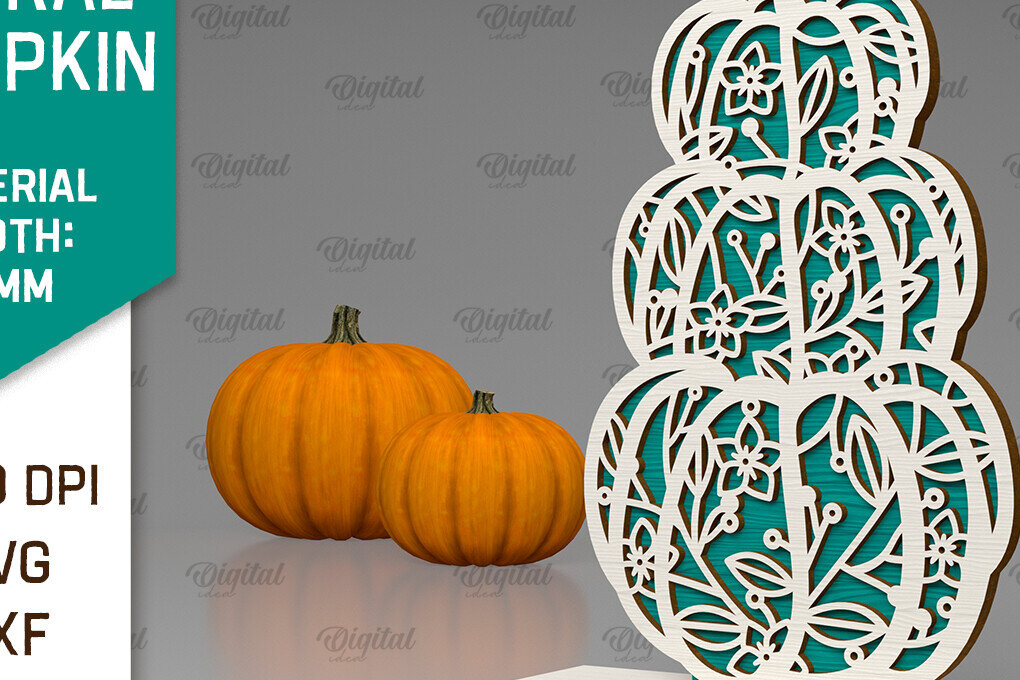 Intra απο ξύλο plywood  Χρώμα wenge 3mm-4mm πάχος - Κόψιμο με λέιζερ φλοράλ κολοκύθας. Φθινοπωρινή κολοκύθα Δίασταση 15x15 cm INTRAFABR-62668574