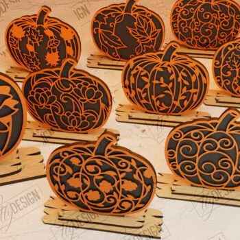 Intra απο ξύλο plywood Χρώμα wenge 3mm-4mm πάχος - Πακέτο κοπής με λέιζερ φλοράλ κολοκύθας | CNC Δίασταση 6x6 cm INTRAFABR-112155495 - Image 1