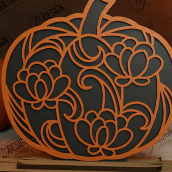 Intra απο ξύλο plywood Χρώμα wenge 3mm-4mm πάχος - Πακέτο κοπής με λέιζερ φλοράλ κολοκύθας | CNC Δίασταση 6x6 cm INTRAFABR-112155495 - Image 2