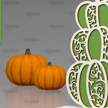 Intra απο ξύλο plywood Χρώμα wenge 3mm-4mm πάχος - Κόψιμο με λέιζερ φλοράλ κολοκύθας. Φθινοπωρινή κολοκύθα Δίασταση 15x15 cm INTRAFABR-111603557 - Image 1