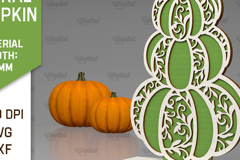 Intra απο ξύλο plywood  Χρώμα wenge 3mm-4mm πάχος - Κόψιμο με λέιζερ φλοράλ κολοκύθας. Φθινοπωρινή κολοκύθα Δίασταση 15x15 cm INTRAFABR-70367565