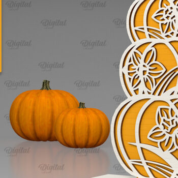 Intra απο ξύλο plywood  Χρώμα wenge 3mm-4mm πάχος - Κόψιμο με λέιζερ φλοράλ κολοκύθας. Φθινοπωρινή κολοκύθα Δίασταση 15x15 cm INTRAFABR-117799956 - Image 1