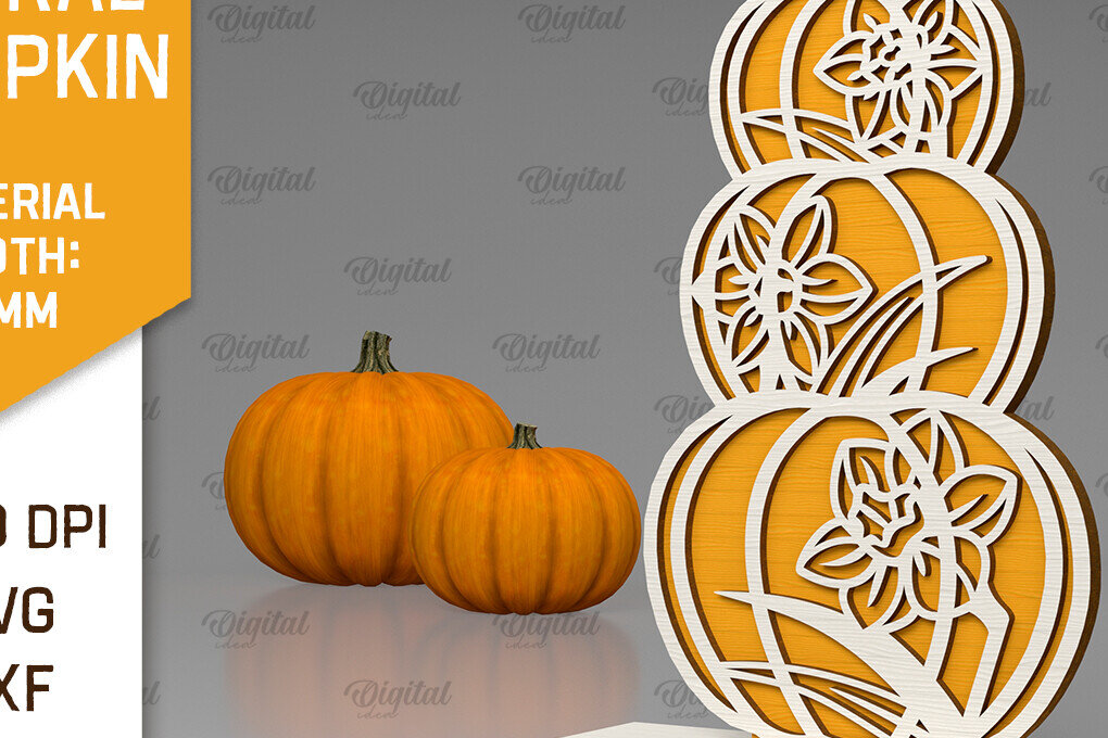 Intra απο ξύλο plywood  Χρώμα wenge 3mm-4mm πάχος - Κόψιμο με λέιζερ φλοράλ κολοκύθας. Φθινοπωρινή κολοκύθα Δίασταση 15x15 cm INTRAFABR-117799956