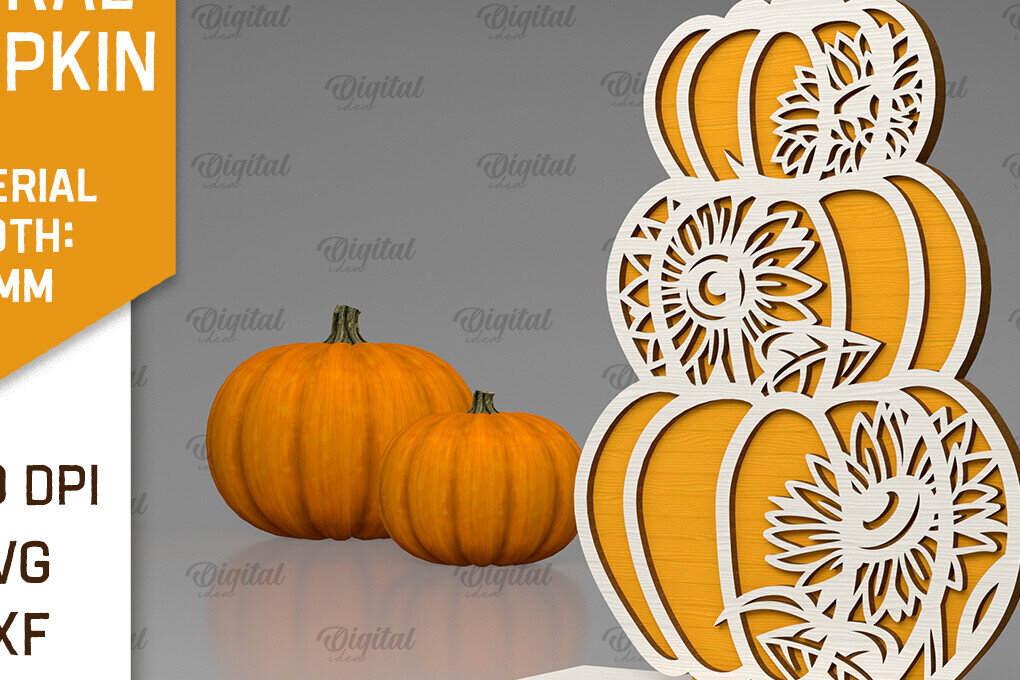 Intra απο ξύλο plywood  Χρώμα wenge 3mm-4mm πάχος - Κόψιμο με λέιζερ φλοράλ κολοκύθας. Φθινοπωρινή κολοκύθα Δίασταση 15x15 cm INTRAFABR-100562256