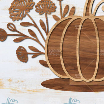 Intra απο ξύλο plywood  Χρώμα wenge 3mm-4mm πάχος - Floral Pumpkin Δίασταση 15x15 cm INTRAFABR-100562347 - Image 1