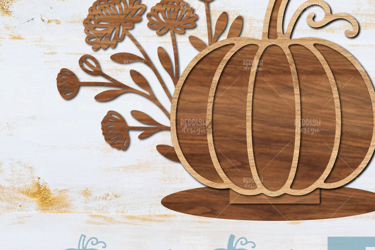 Intra απο ξύλο plywood  Χρώμα wenge 3mm-4mm πάχος - Floral Pumpkin Δίασταση 15x15 cm INTRAFABR-100562347