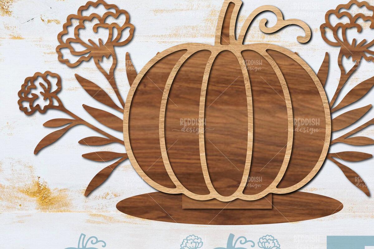 Intra απο ξύλο plywood  Χρώμα wenge 3mm-4mm πάχος - Floral Pumpkin Δίασταση 15x15 cm INTRAFABR-100562398