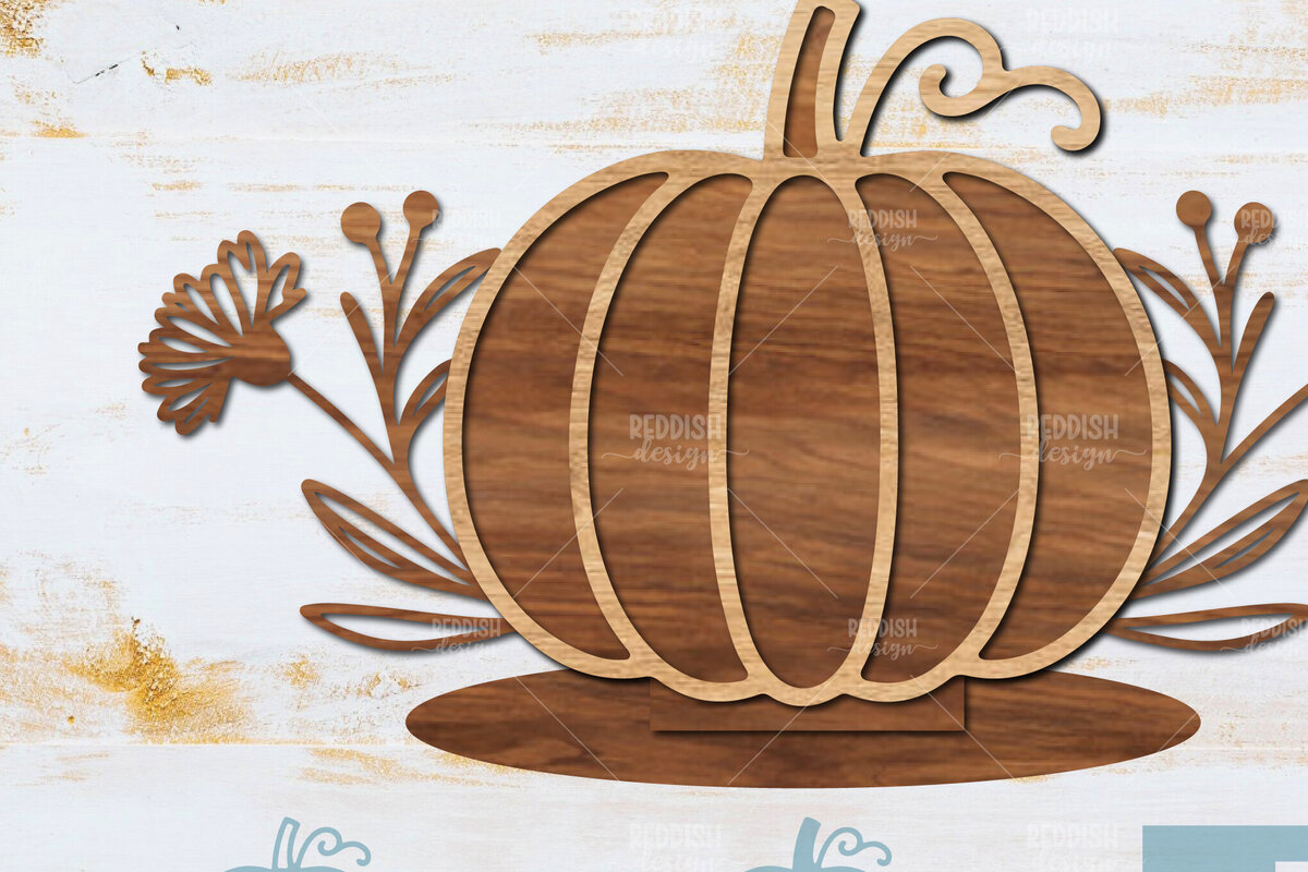 Intra απο ξύλο plywood  Χρώμα wenge 3mm-4mm πάχος - Floral Pumpkin Δίασταση 15x15 cm INTRAFABR-100562517
