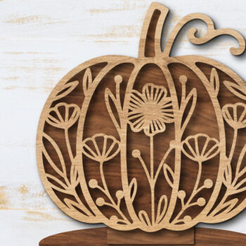 Intra απο ξύλο plywood  Χρώμα wenge 3mm-4mm πάχος - Floral Pumpkin Δίασταση 20x20 cm INTRAFABR-100562591 - Image 1