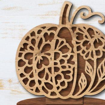 Intra απο ξύλο plywood  Χρώμα wenge 3mm-4mm πάχος - Floral Pumpkin Δίασταση 20x20 cm INTRAFABR-100562676 - Image 1