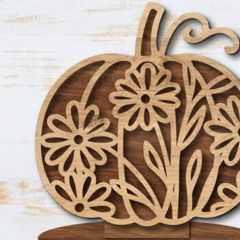 Intra απο ξύλο plywood Χρώμα wenge 3mm-4mm πάχος - Floral Pumpkin Δίασταση 20x20 cm INTRAFABR-89946947 - Image 1