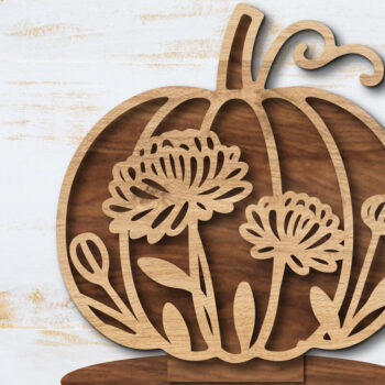 Intra απο ξύλο plywood Χρώμα wenge 3mm-4mm πάχος - Floral Pumpkin Δίασταση 20x20 cm INTRAFABR-104774357 - Image 1