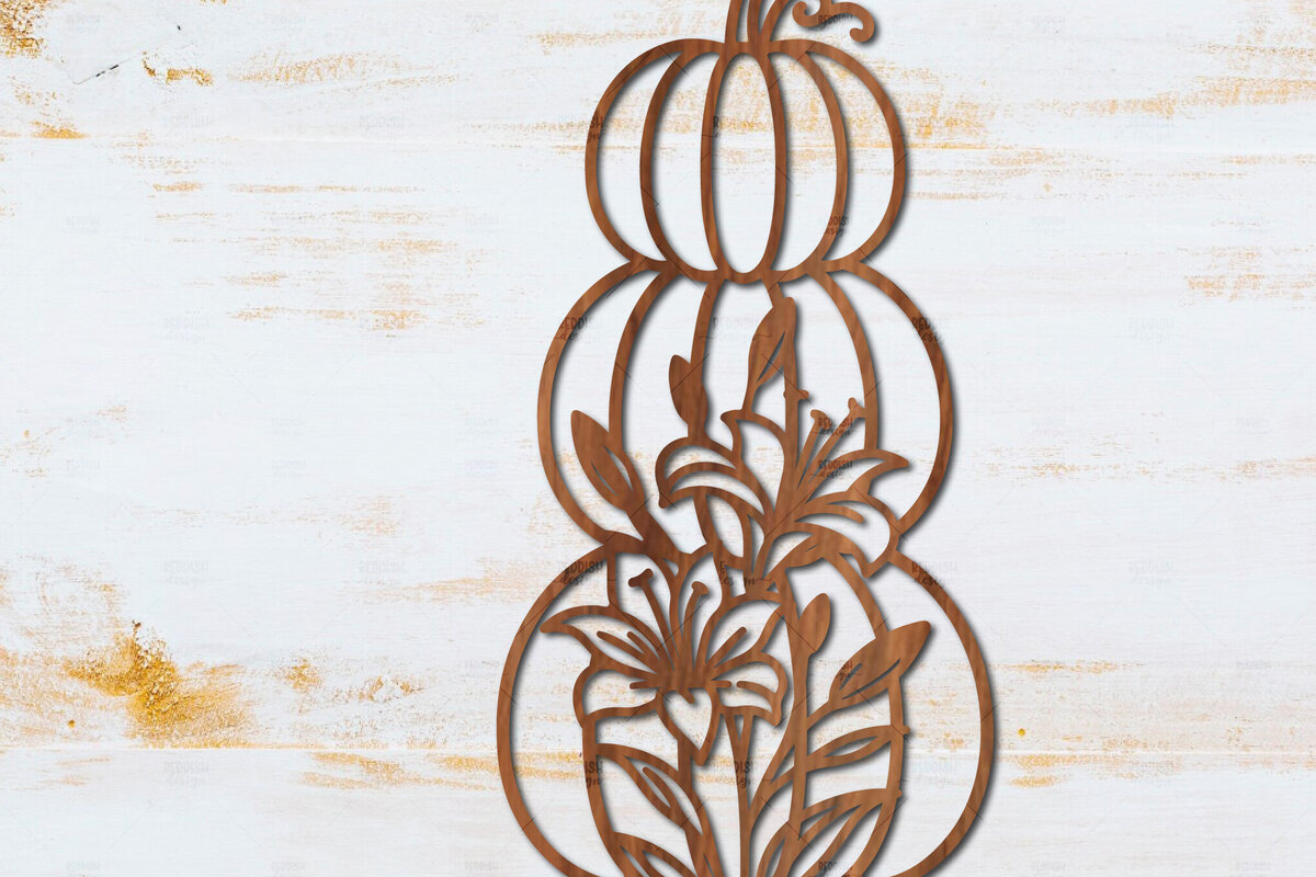 Intra απο ξύλο plywood  Χρώμα wenge 3mm-4mm πάχος - Floral Pumpkin Δίασταση 15x15 cm INTRAFABR-107202460