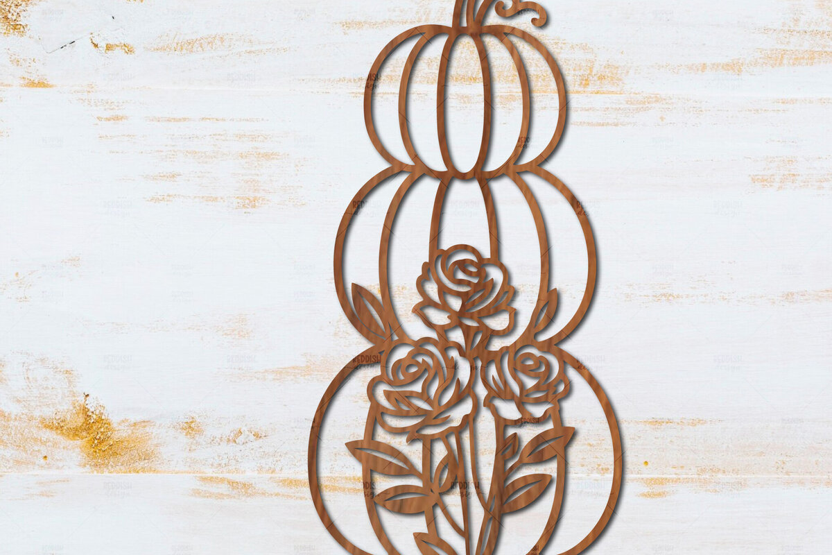 Intra απο ξύλο plywood  Χρώμα wenge 3mm-4mm πάχος - Floral Pumpkin Δίασταση 15x15 cm INTRAFABR-102680731