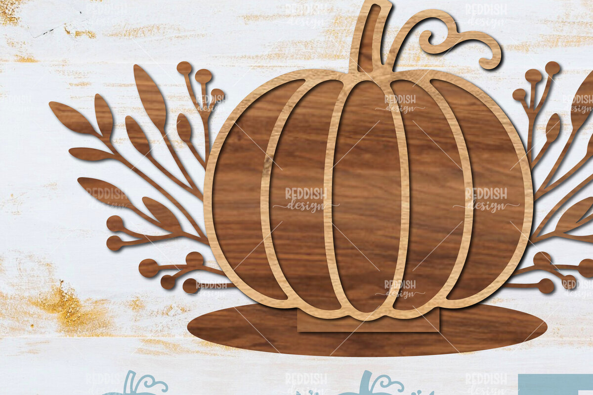 Intra απο ξύλο plywood  Χρώμα wenge 3mm-4mm πάχος - Floral Pumpkin Δίασταση 15x15 cm INTRAFABR-22446168