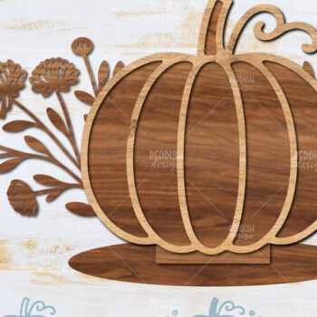 Intra απο ξύλο plywood Χρώμα wenge 3mm-4mm πάχος - Floral Pumpkin Δίασταση 15x15 cm INTRAFABR-22447183 - Image 1